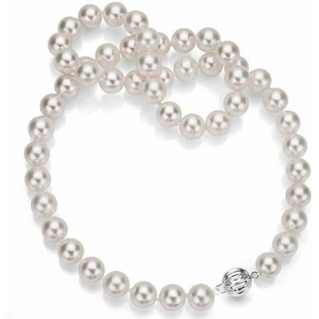 Ultra-Luster 11-12mm White Genuine Cultured Freshwater Pearl 18 Necklace and Sterling Silver Ball Clasp