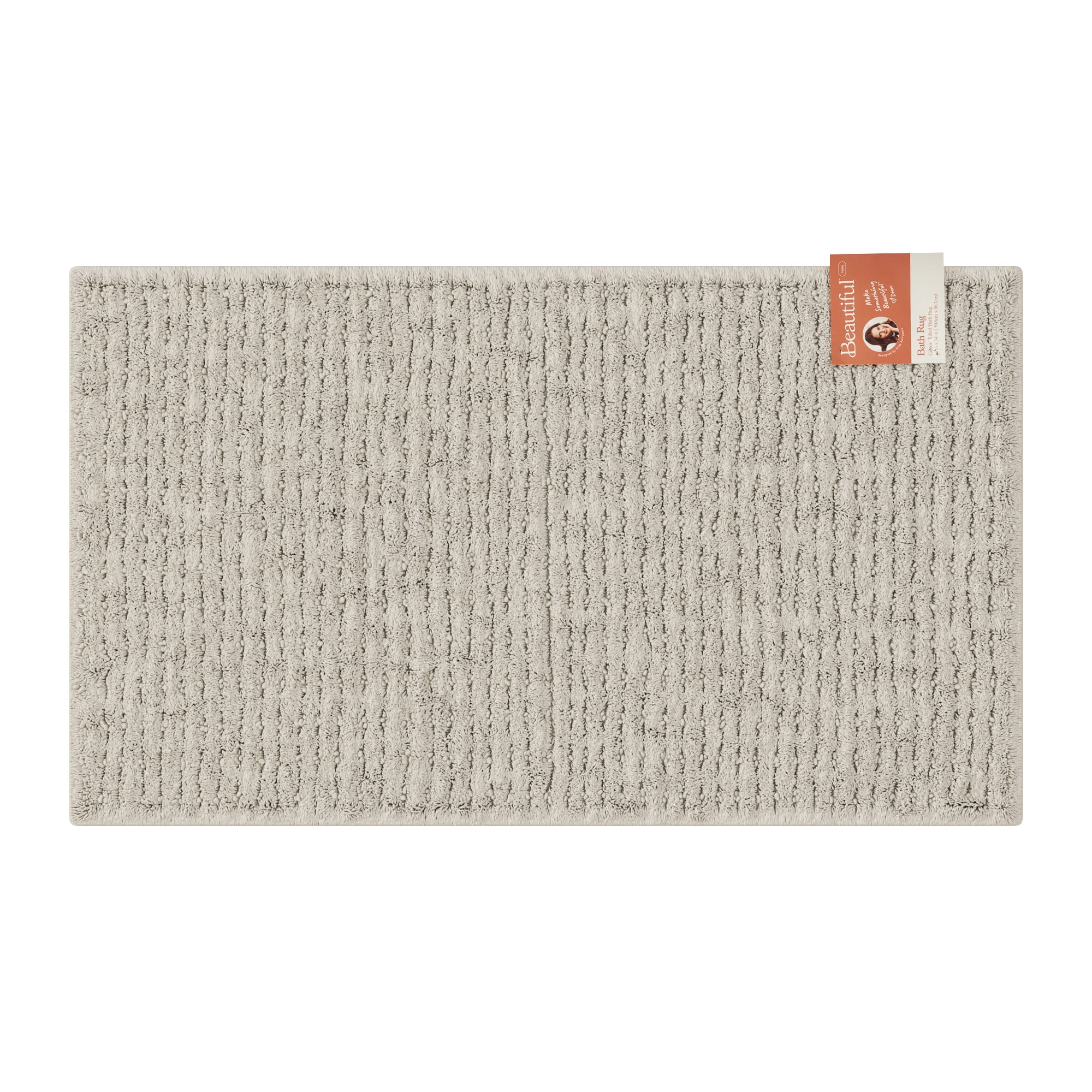 Beautiful Porcini Taupe Cotton 20x34" Bath Rug