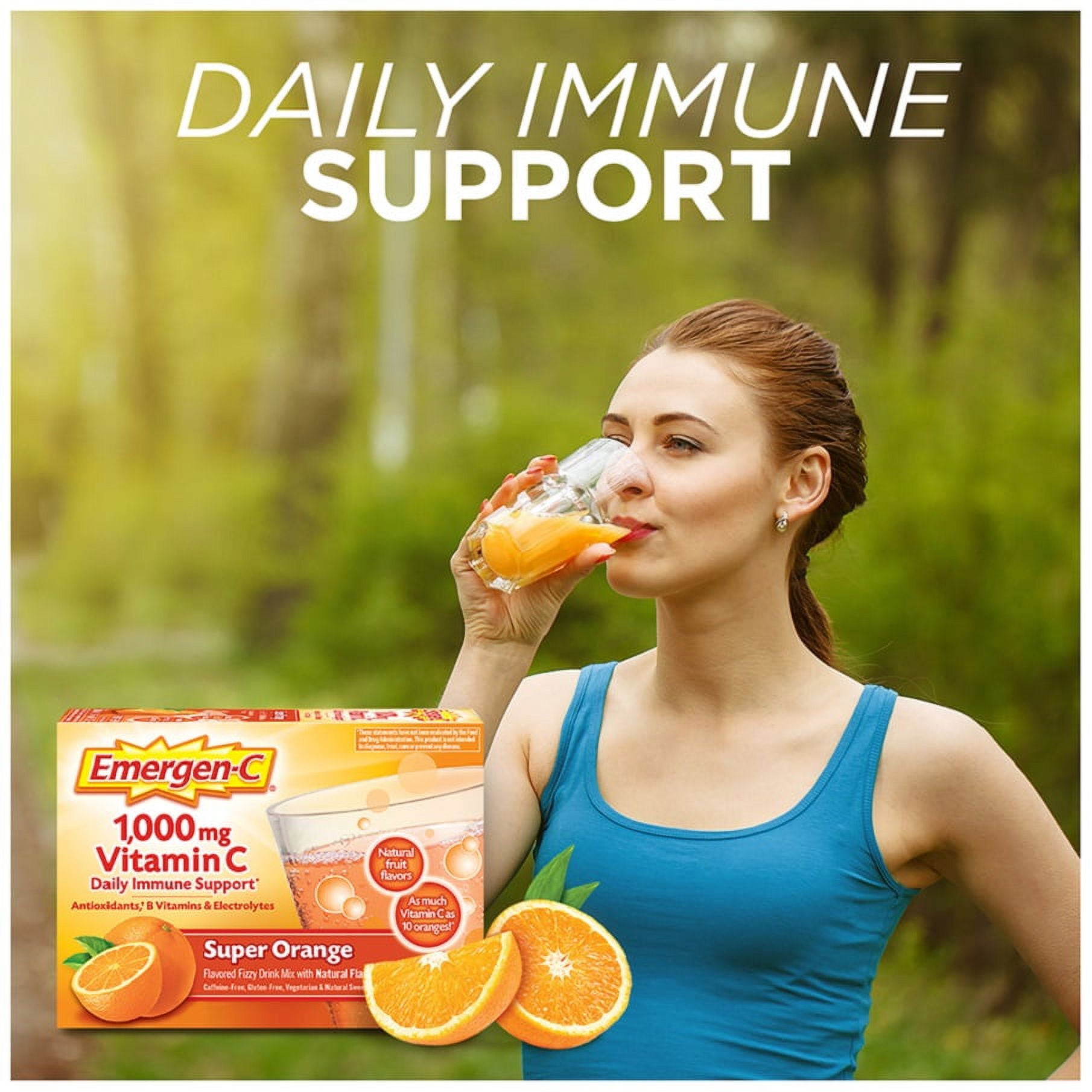 Emergen-C Super Orange Dietary Supplement(0.32 oz., 30 Powder Packets) with Bonus Smoothie Mix