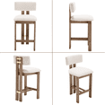 thumbnail image 5 of Guyou 26" Farmhouse Bar Stools Set of 2, Modern Armless Counter Height Kitchen Stools, Boucle Upholstered Bar Chairs with Natural Wooden Legs, French Country Stools for Kitchen Island, White, 5 of 8