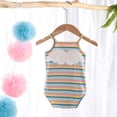 thumbnail image 5 of Fesfesfes Infant Onesie Baby Girls Sleeveless Rainbow Striped Print Suspender Romper Bodysuit Clearance Under 10$, 5 of 8