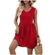 thumbnail image 1 of Vestido Largo de Verano para las Mujeres Vestido Corto sin Mangas de Cuello en V de Color Sólido Casual para las Mujeres Verano, 1 of 9