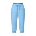 thumbnail image 3 of ZGRBOU Women Capri Jogger Sweatpants Elastic High Waist Drawstring Cropped Track Pants Lightweight Baggy Pants with Pockets, 3 of 7