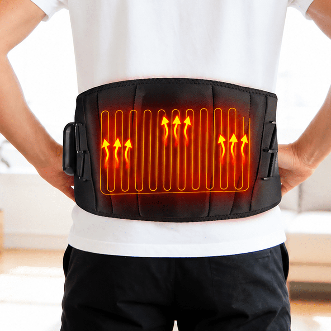 Portable Heating Pad for Back and Abdomen, Cordless Lower Back Massager with 3 Heat & 3 Massage, Smart Timer Back Brace, Gifts for Women Men Mom Dad Seniors