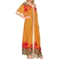 thumbnail image 4 of Sakkas Sabra Womens Long Casual Cover-up Tunic Kaftan V neck Dress - 1917-Mustard - XXL, 4 of 5