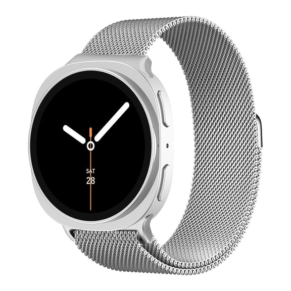 BANDOVA Magnetic Metal Mesh Band Compatible with Samsung Galaxy Watch 9 / 8 (40mm 44mm) & 8 Classic (46mm), Breathable Stainless Steel Strap, Silver