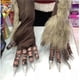 thumbnail image 2 of Werewolf Gloves 1 pair Furry Werewolf Hands Gloves Halloween Prop Cosplay Costume Gloves brown, 2 of 5