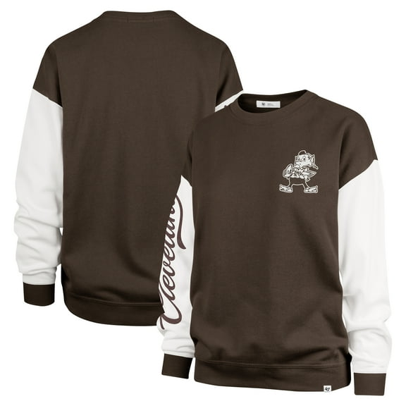 Women's '47 Brown Cleveland Browns Double Header Rise Andie Pullover Sweatshirt