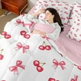 thumbnail image 4 of Manfei Lovely Bowtie 7-Piece Twin Bedding Sets,Girl Bow Knot Bedding Comforter Set,Pink Cherry Sheet Sets For Girls,Microfiber Bedroom Decor Reversible, 4 of 8