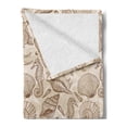 thumbnail image 2 of Sea Shells Soft Flannel Fleece Blanket, Vintage Inspired Monochrome Seashell Pattern Ocean Elements Wildlife Hand Drawn, Cozy Plush for Indoor and Outdoor Use, 50" x 70", Tan Brown, by Ambesonne, 2 of 5
