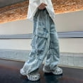 thumbnail image 3 of Huowey Toddler Boys Casual Straight Leg Jeans Loose Denim Pants With Pockets Leisure Dailywear, 13-14 Years, 3 of 9