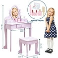 thumbnail image 6 of Acekid Kids' Vanity Set with Mirror, Makeup Table and Stool for Girls, Vanity Desk and Chair with Wood Makeup Playset for 4-9 Girls, 6 of 6