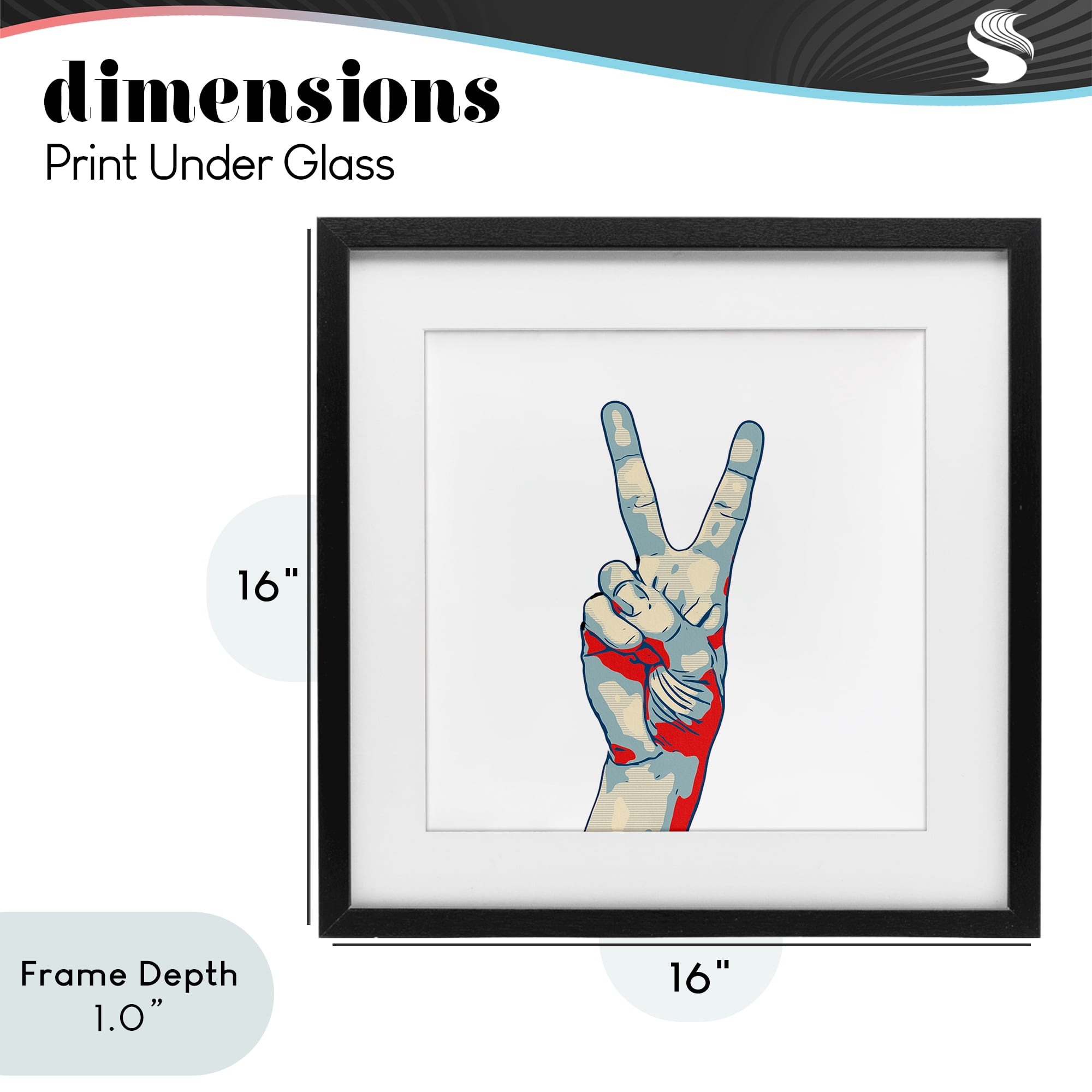 Stupell Industries Pop Style Peace Gesture Black Framed Print Under Glass, design by Kim Curinga
