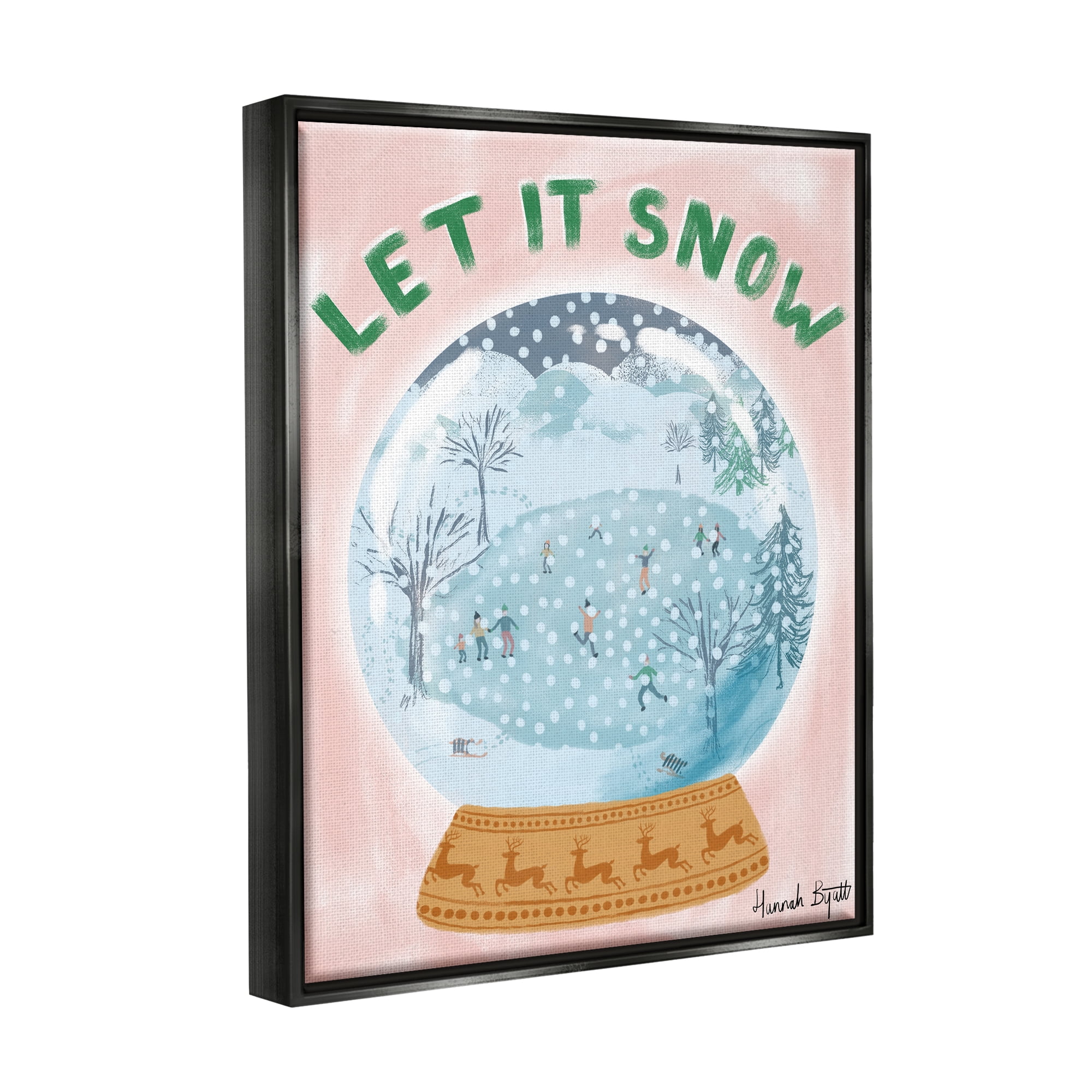 Stupell Industries Let It Snow Globe Holiday Painting Black Floater Framed Art Print Wall Art, 25 x 31