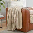 thumbnail image 2 of Am&eacute;lie Home Faux Fur Throw Blanket for Couch, Cozy Fuzzy Fluffy Fur Luxurious Soft Striped Plush Gift Blankets for Family Sofa Chair, 60"x80",, 2 of 9