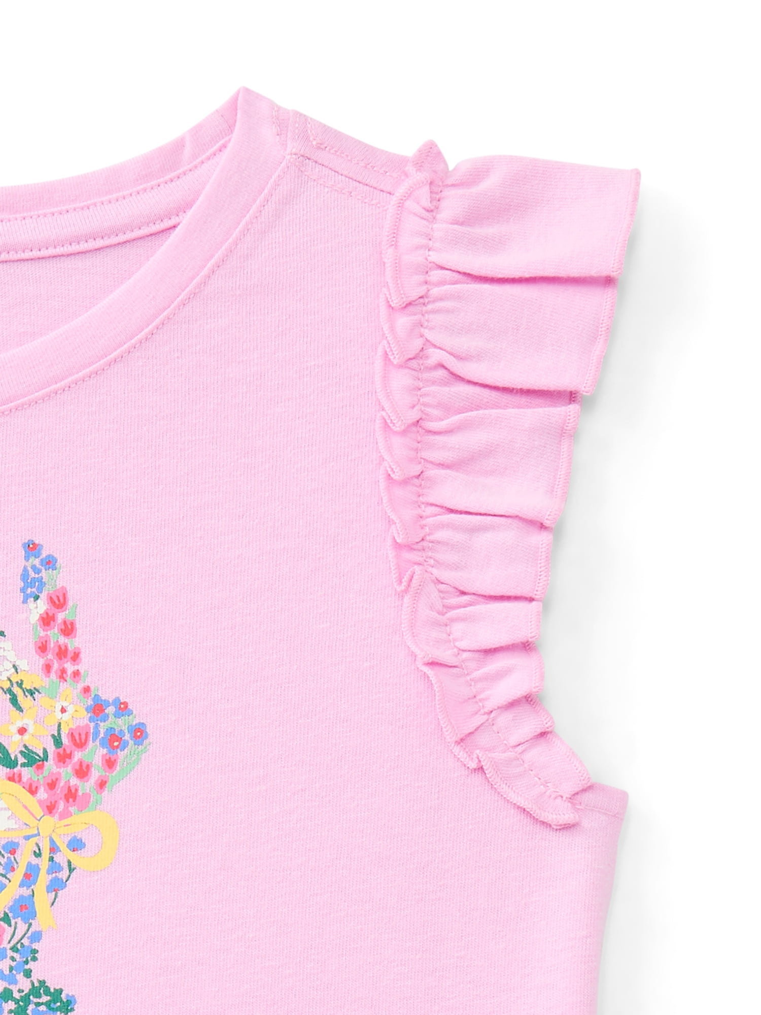 Wonder Nation Toddler Girls Tee with Flutter Sleeves, Sizes 18M-5T