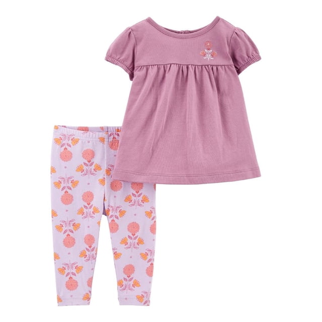 Set 2 Piezas C/Leggings Carter's Niñas 18M Estampado floral Lila