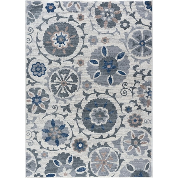 Tayse Madison Area Rug MDN3117 Transitional Cream Rings Loops 5' 3" x 5' 3" Round