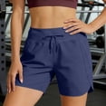 thumbnail image 6 of PWPSG Women's High Waist Drawstring Quick Dry Side Split Athletic Shorts, Zipper Pockets for Yoga Workout Daily Commute Blue XXL, 6 of 8