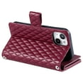thumbnail image 4 of for iPhone 14 Plus Crossbody Wallet Case with Card Holders Zipper Pocket, PU Leather Case with Flip Stand, Magnetic Clasp, Wrist Strap & Lanyard, Shockproof Full Protective Phone Cover, Winered, 4 of 11
