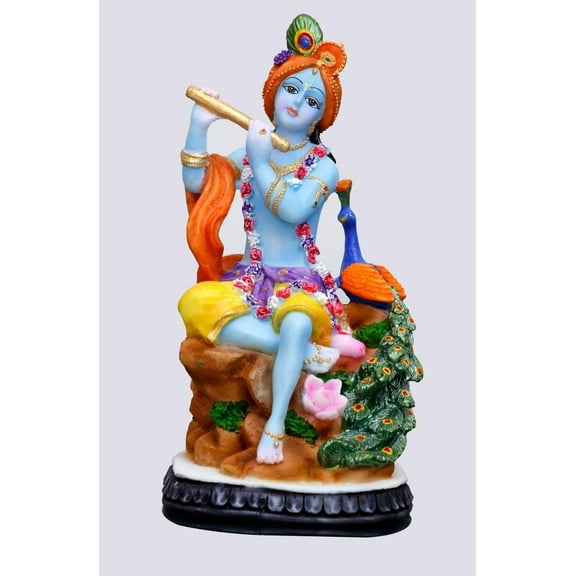 Sri Krishna Culture Polyresin Lord Krishna Idol, 3.5", Multicolour