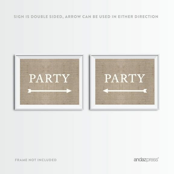 Party Burlap Wedding Party Directional Signs, Double-Sided Big Arrow