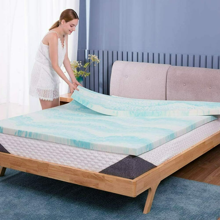 POLAR SLEEP Mattress Topper King Size 3 inch Thick Swirl Design Memory Foam Gel Mattress Topper