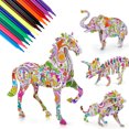 thumbnail image 1 of Juego De Rompecabezas 3D Para Colorear Para Niños, 4 Piezas De Animales/Rompecabezas De Construcción Con 12 Rotuladores, Rompecabezas 3D, Artes Y Manualidades, Pintura Educativa, Manualidades, Juguete Muyoka Hogar, 1 of 7