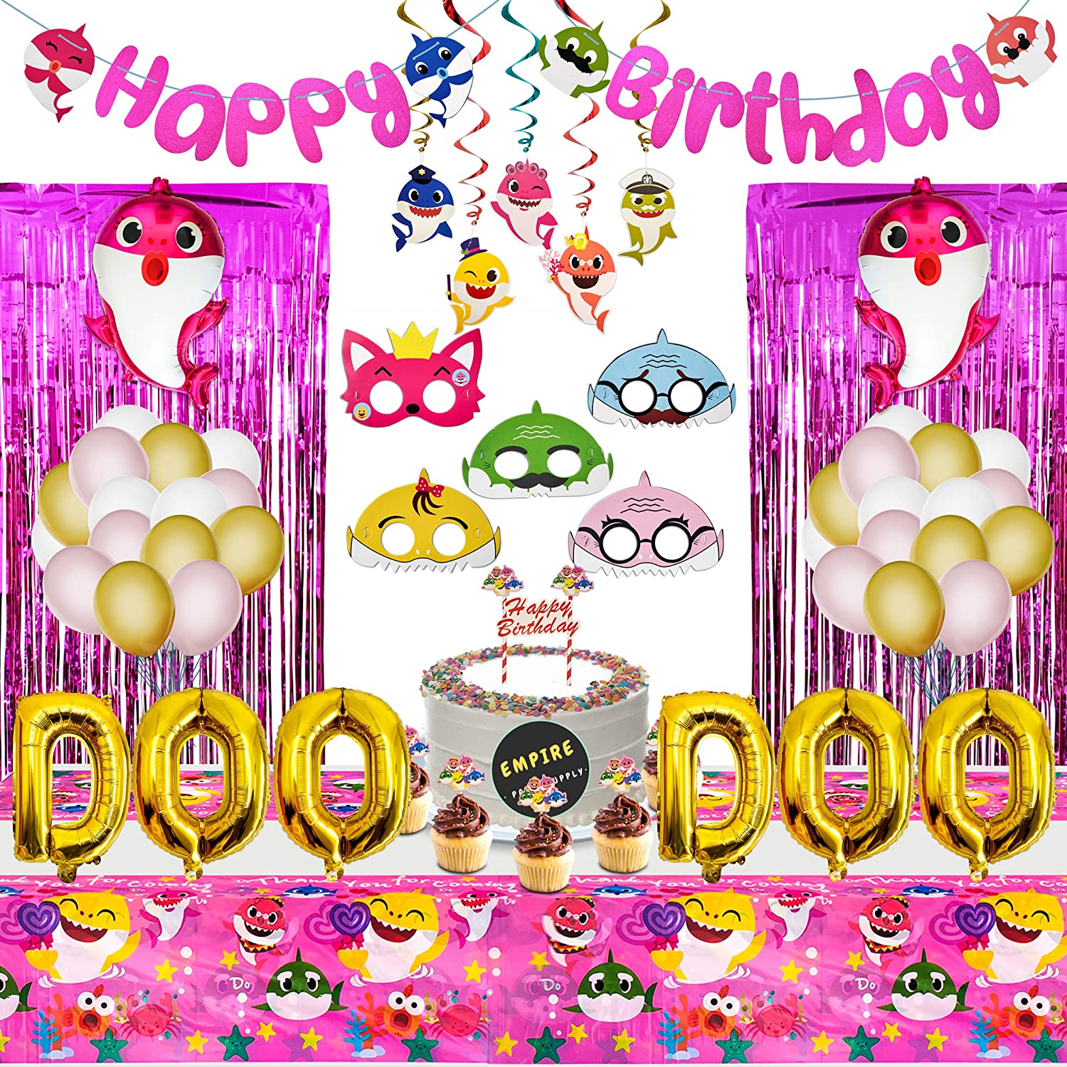 Pink Baby Shark Happy Birthday Banner Baby Shark Latex Balloons Baby Shark Birthday Decorations Baby Shark Party Supplies For Baby Girls Party Favors Party Supplies Kiririgardenhotel Com