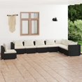 thumbnail image 1 of vidaXL 8 Piece Garden Lounge Set with Cushions Poly Rattan Black, 1 of 4