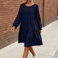 thumbnail image 5 of Tqcoqu Fall Dresses for Women 2026,Crew Neck Long Lantern Sleeve Casual Loose Flowy Swing Shift Dress, 5 of 6