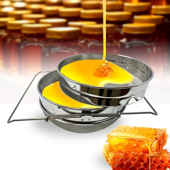 SunVara Honey Strainer - Stainless Steel Beekeeping Equipment for 5 Gallon Bucket, Manual Extractor, Double Sieve, and More - Ideal for Beekeepers - Effortlessly Filter, Harvest, and Extract Honey