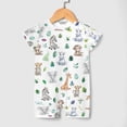 thumbnail image 3 of Watercolor Safari Animals Baby Rompers Boy Girl Elephant Zebra Leopard Monkey Giraffe Hippo Tropical Leaves Newborn Infant Clothes Summer Short Sleeve Jumpsuit Playsuit Bodysuit, 3 of 6