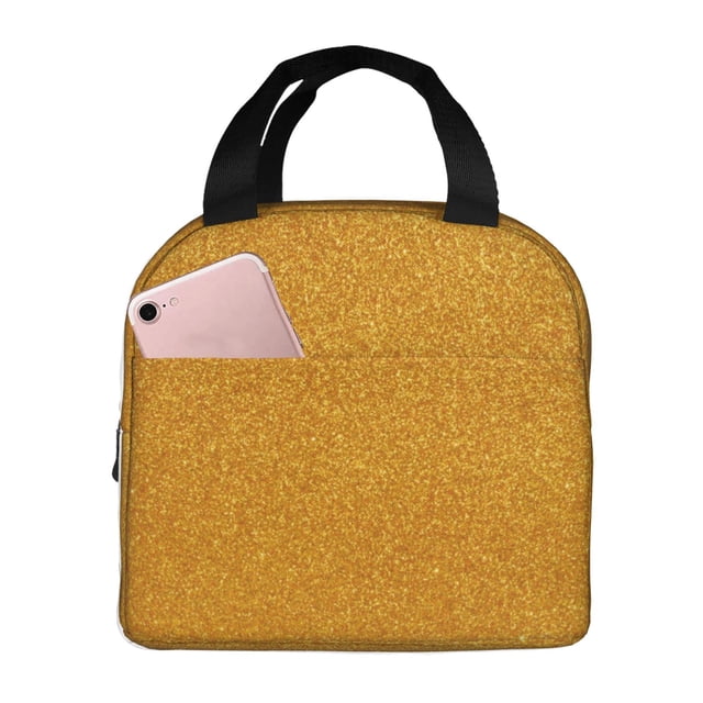 Balery Gold Glitter Bolsa de Almuerzo Aislada – Caja de Almuerzo con Papel de Aluminio Grueso, Mantiene la Comida Fresca por 4 Horas