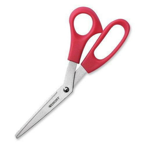Value Line Stainless Steel Shears, 8" Long, 3.5" Cut Length, Red Offset Handle | Bundle of 5 Each