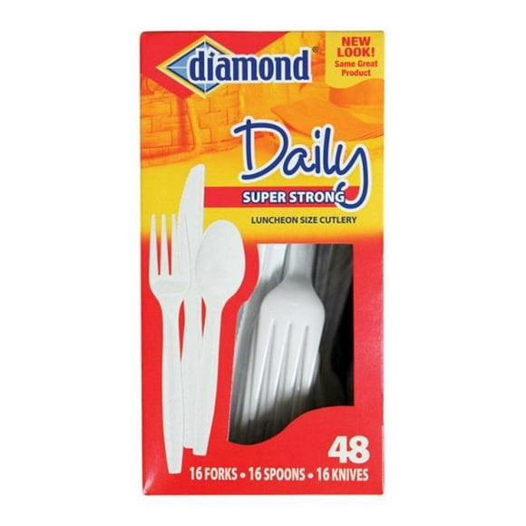 Diamond 4142600116 Couverts en Plastique Blanc 48 Pièce - Pack de 12