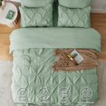 thumbnail image 4 of CozyLux Full Size Comforter Sets - 7 Pieces Comforters Full Size Sage Green, Grey Pintuck Bed in A Bag Pinch Pleat Bedding Sets with Comforter, Flat Sheet, Fitted Sheet and Pillowcases & Sha, 4 of 4