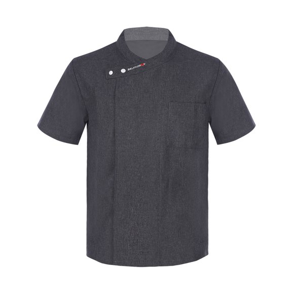 Jhaoyu Unisex Chef Jackets Mens Short Sleeve Chef Coat Regular-Fit Restaurant Hotel Work Uniform DarkGray 4XL