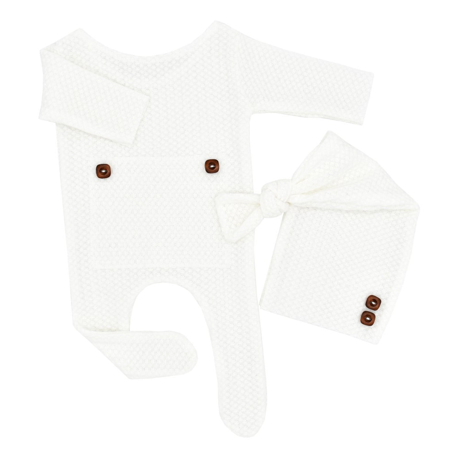 Lovely Newborn Baby Photography Prop Footed Romper Button Overalls Hat Set