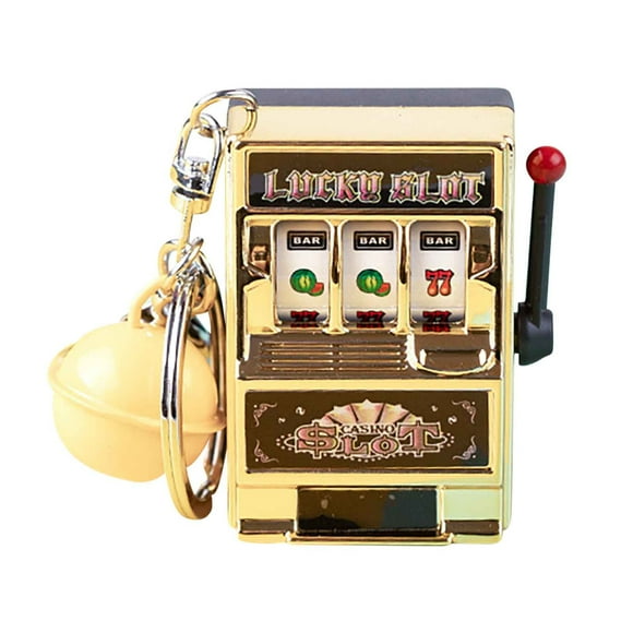 Mini Pocket Slot Machine Keychain Pendant Pull Lever Casino Game Toy, Novelty Bag Charm for Gambling Theme Party Favors