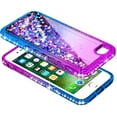 thumbnail image 4 of Nagebee Case for iPhone 8 Plus, 7 Plus / 6 Plus / 6S Plus with Tempered Glass Screen Protector, Sparkle Glitter Liquid Bling Diamond [Ring Holder & Wrist Strap] Women Girls Cute Case (Purple/Blue), 4 of 6
