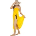 thumbnail image 3 of HAPPY BAY Women's Beachwear Summer Beach Bikini Wraps Sarong Coverups Wrap Skirt Swim Cover up Swimwear Swimsuit Coverups for Women One Size Canary, Solid, 3 of 4