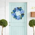 thumbnail image 2 of Hapeisy Blue Summer Door Flower Wreath 17.7 Inch Handmade Vintage Artificial Flowers Garland Front Door Wreath Beautiful Silk Hydrangea, 2 of 10