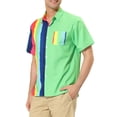 thumbnail image 4 of Lars Amadeus Men's Summer Striped Patchwork Short Sleeves Hawaiian Shirt, 4 of 6