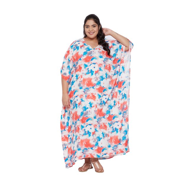 Women Plus Size Long Kaftans Rayon Maxi Kimono Ladies Printed Caftans Cover Up