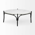 thumbnail image 2 of homeroots Salon 376297 36" Ronde Table Basse de Base en Marbre Blanc Noir et Métal, 2 of 3