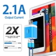 thumbnail image 2 of Charging Block, Dual Port USB Wall Charger with 2pcs Micro USB Cable 6FT, Android Charger Block Power Station USB Brick Cube with USB Micro Cable Compatible for Samsung Android, Blue, 2 of 7