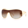 thumbnail image 5 of Womens Oversized Shield Cropped Side Flat Top Plastic Diva Fashion Sunglasses Peach - Brown, 5 of 7