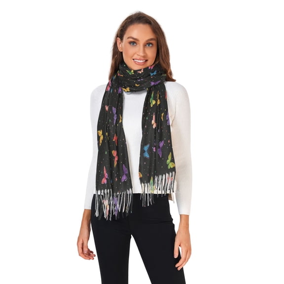 Winter Scarves for Women Colorful Little Butterflies Fashion Pashmina Shawl Wraps Long Blanket Scarf for Fall Spring
