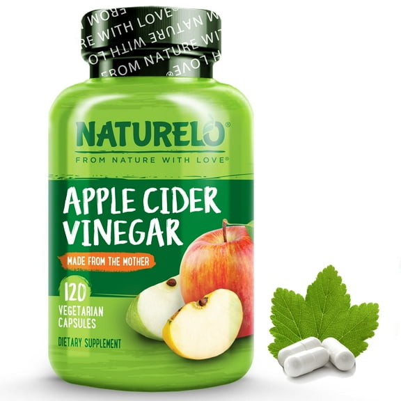 NATURELO Apple Cider Vinegar Capsules - Natural ACV with Mother Supplement for Men & Women for Detox, Cleanse and Weight Management - 120 Vegan Capsules